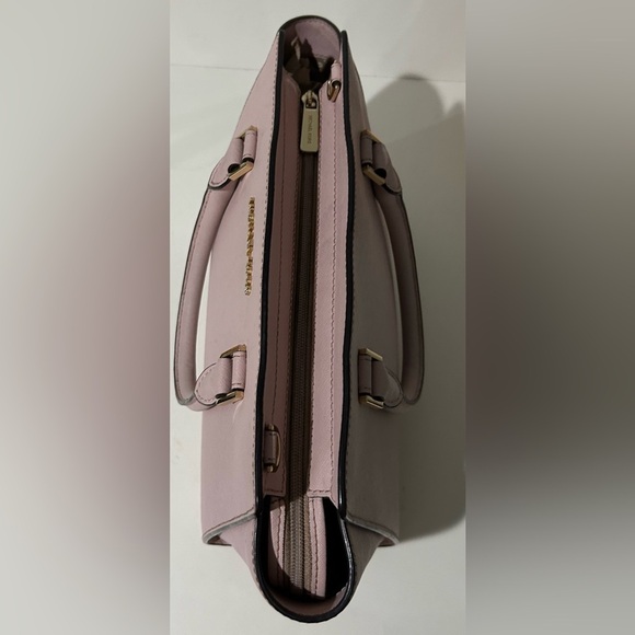 Michael Kors Pink Saffiano Leather Satchel Handbag Structured Tote - Picture 7 of 10